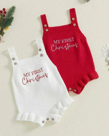 Newborn Baby Girl Ruffle Sleeve Knit Bodysuit with Letter Print for 0-18 Months