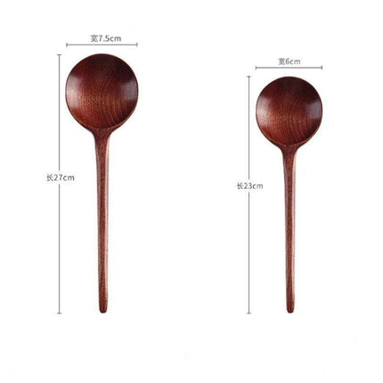 Elegant Japanese Artisan Wooden Soup Spoon with Extended Handle for Fine Dining