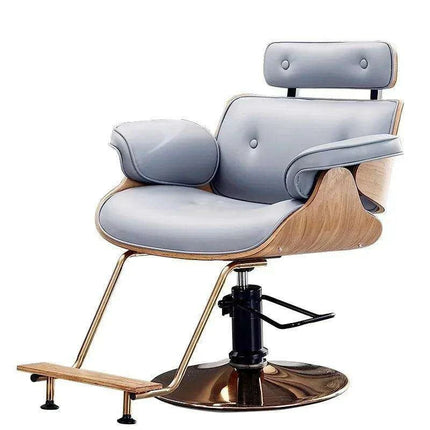 Chic Walnut Leather Adjustable Salon Styling Chair
