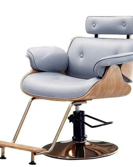 Chic Walnut Leather Adjustable Salon Styling Chair