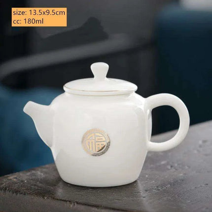 Elegant Dehua White Porcelain Teapot with Built-in Filter - Travel-Friendly Chinese Tea Set for Home and Adventure