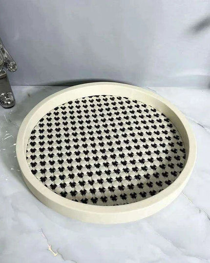 Elegant Velvet Leather Round Storage Tray: Chic Organizer for Jewelry and Cosmetics