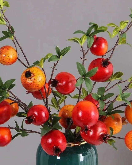 Lush 6-Fruit Faux Pomegranate Branch for Elegant Wedding and Home Decor