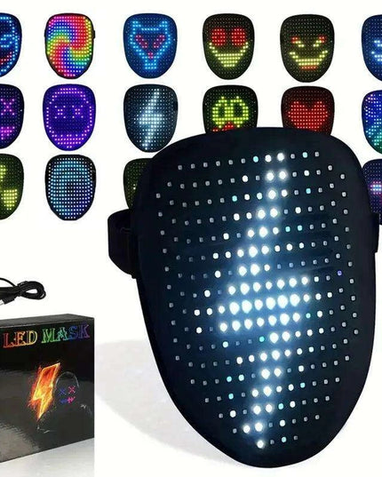 Dynamic LED Glow Mask with 50 Dazzling Patterns for Festive Fun