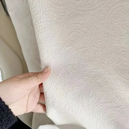 Cream Chenille French Curtains with Sheer Tulle Option | Très Élite