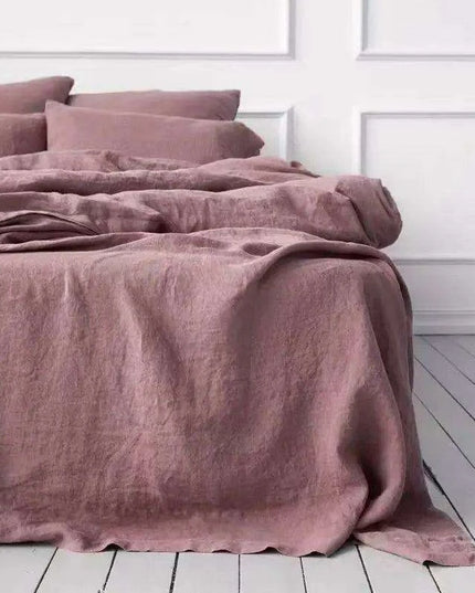 Pure Linen 3-Piece Natural Flax Bed Sheet Set with Pillowcases