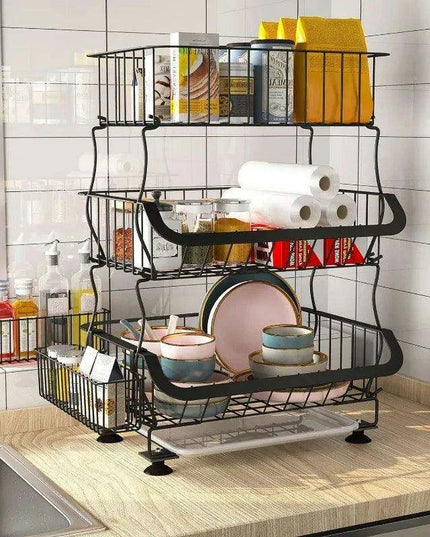 Elegant 3-Tier Rolling Storage Cart - Modern Organizer for Home and Kitchen