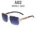 Vintage Chic Wood Grain Square Rimless Sunglasses for Stylish UV Protection