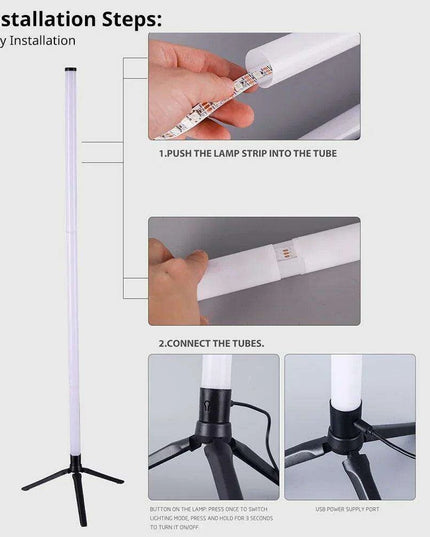 Stylish 103cm Smart RGB LED Floor Lamp with Multiple Control Features - Contemporary Design