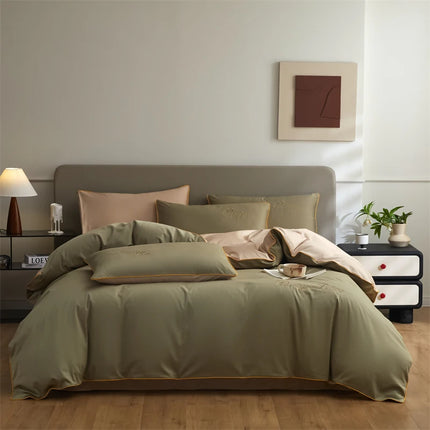 Monnom 100% Egyptian Cotton Duvet Cover Set - 3pcs, Soft & Durable