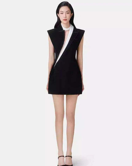 Asymmetrical Summer Dress with Contrast Ribbon Bow