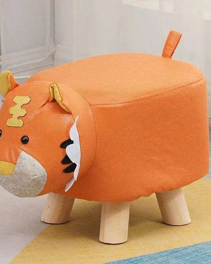 Charming Cartoon Animal Wooden Stool for Kids - Fun and Portable Shoe Changing Seat