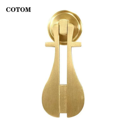 Lute-Shape Brass Cabinet Handle — Single Hole Pull for Drawers, Wardrobes & Bookcases