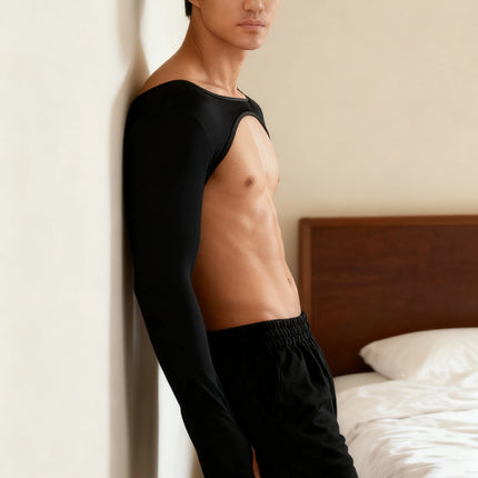 Ice Silk Long Sleeve Muscle Crop Top — Pull Over & Open Front
