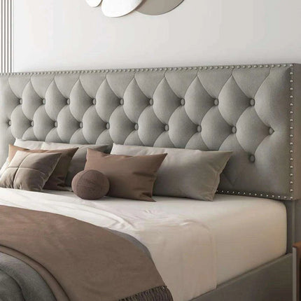 Elegant Queen Velvet Upholstered Bed Frame with Adjustable Headboard and Hidden Storage Drawers