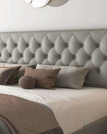 Elegant Queen Velvet Upholstered Bed Frame with Adjustable Headboard and Hidden Storage Drawers