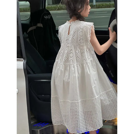 Shop1102733210 Cotton Lace White Dress for Girls - Princess Style, Sum