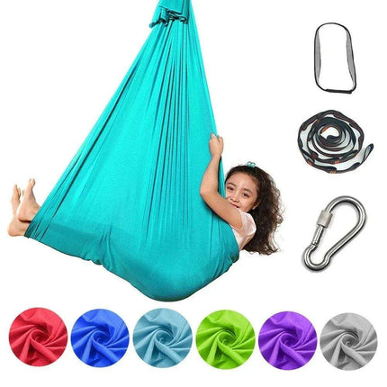 Versatile Nylon Swing Hammock for Sensory Therapy and Relaxation with Yoga Belts