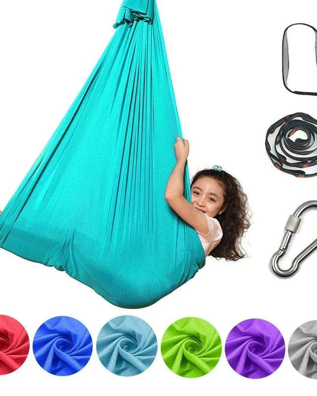 Versatile Nylon Swing Hammock for Sensory Therapy and Relaxation with Yoga Belts