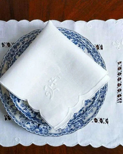 Vintage Handcrafted Linen Embroidered Table Setting with Napkin & Placemat