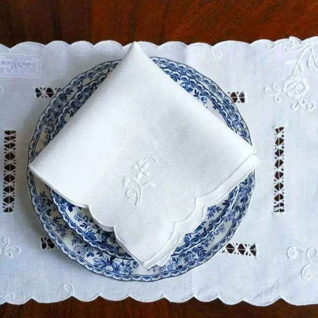 Vintage Handcrafted Linen Embroidered Table Setting with Napkin & Placemat