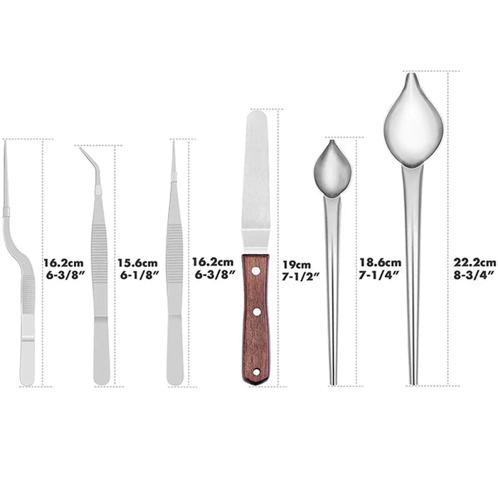 6-Piece Stainless Steel Kitchen Cooking Tweezers Precision Tongs Drawing Spoons Spatula