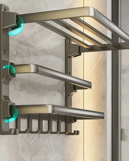 Modern Gunmetal Gray Space Aluminum Triple Fold Towel Rack