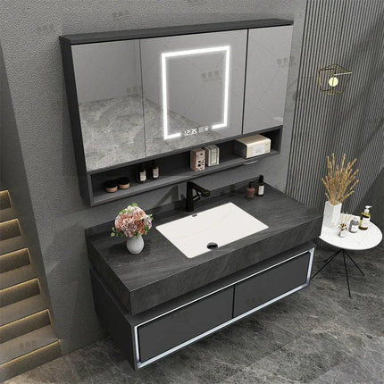 Nordic Smart Bathroom Mirror with LED Lighting & Rock Plate Si