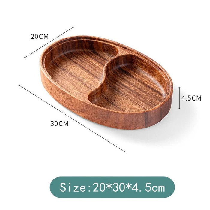Artisanal Acacia and Walnut Wood Serving Bowl and Platter Collection