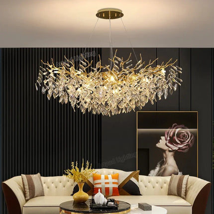 Luxury Gold LED Chandelier — Round & Linear | 6 Sizes | Living Room & Hotel