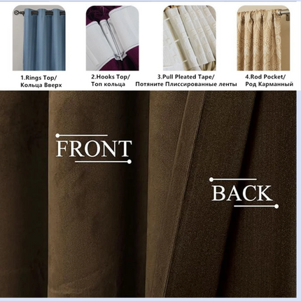 byetee Velvet Room Darkening Curtains - 400cm Height, 70-90% Blackout
