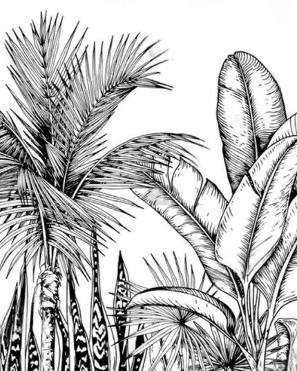 Elegant Monochrome 3D Banana Leaf Wallpaper for Stunning Home Interiors