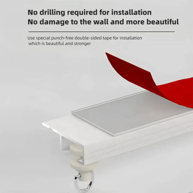 Self Adhesive Curtain Track Set No Drilling Silent Sliding Ceiling Rail