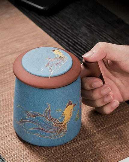 Sophisticated Purple Clay Travel Tea Mug Set with Infuser and Lid - 400ml for Office and Leisure