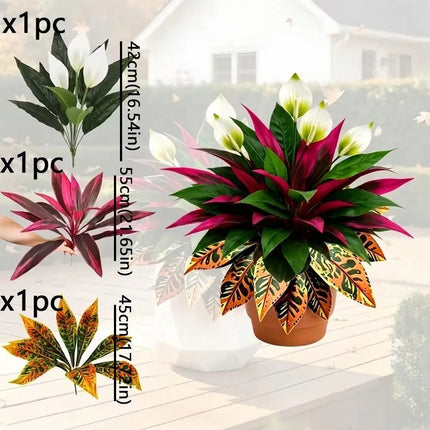 UV Resistant Fall Artificial Dragon Blood Tree Lifelike Fade-Resistant