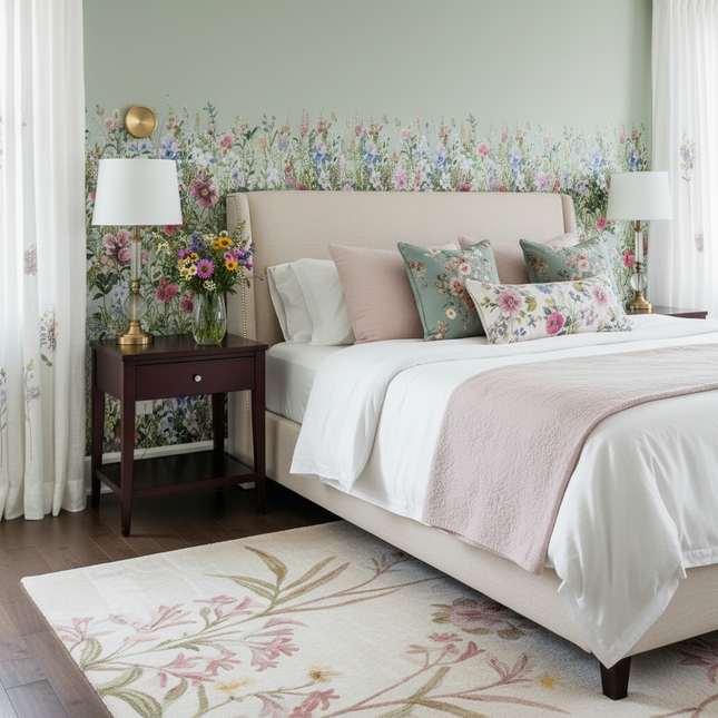 Floral Botanical Wall Stickers - Removable Vinyl Decals (2 Sheets)