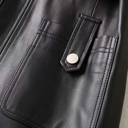 Chic Customizable Black Faux Leather Midi Dress with Pockets for Women - Perfect Bodycon Clubwear