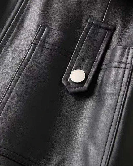 Chic Customizable Black Faux Leather Midi Dress with Pockets for Women - Perfect Bodycon Clubwear