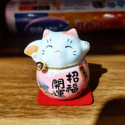 Charming Japanese Ceramic Lucky Cat Daruma Figurine for Home Decor and Gifting