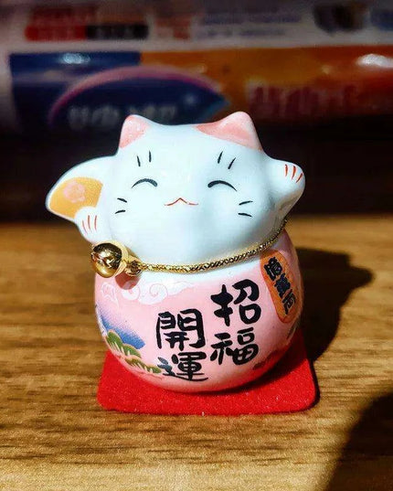 Charming Japanese Ceramic Lucky Cat Daruma Figurine for Home Decor and Gifting