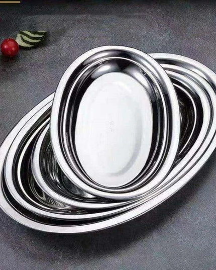 Sophisticated Stainless Steel Oval Serving Plates for an Exquisite Dining Experience
