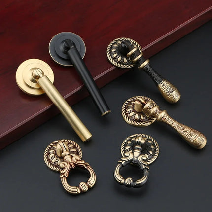 Single Hole Wardrobe Ring Handle European Antique Brass Cabinet Drawer