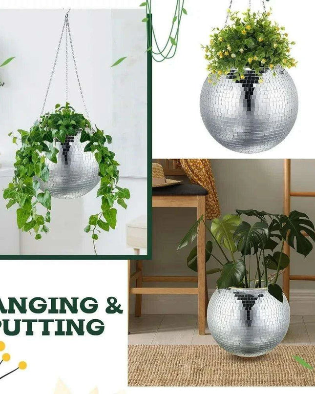 Hanging Mirror Disco Ball Planters Trio