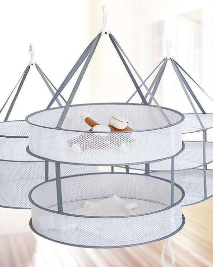 Honeycomb Windproof Portable Clothes Drying Rack with Smart Mesh Organizer