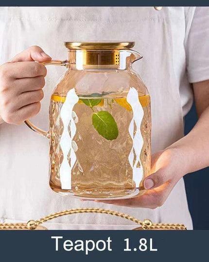 Amber Elegance: Stunning Glass Teapot with Yixing Clay Kettle and Built-in Strainer