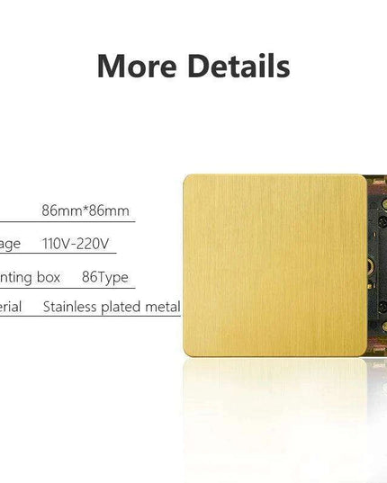 Luxurious Gold Dimmer Switch Set with USB Charging Port - Perfect for French/EU Plugs