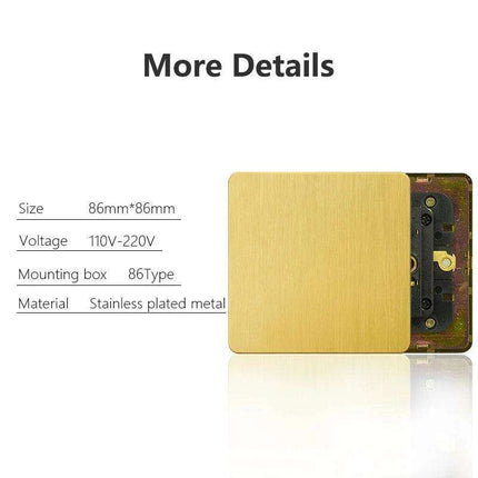 Elegant Vintage Gold Dimmer Switches with USB - 1, 2, 3 Gang 2 Way Sockets for French EU Plugs
