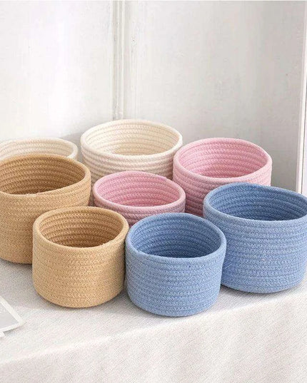 Stylish Handwoven Cotton Rope Basket for Home Organization and Storage