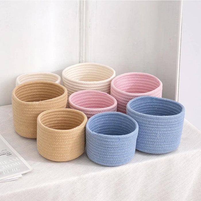 Stylish Handwoven Cotton Rope Basket for Home Organization and Storage