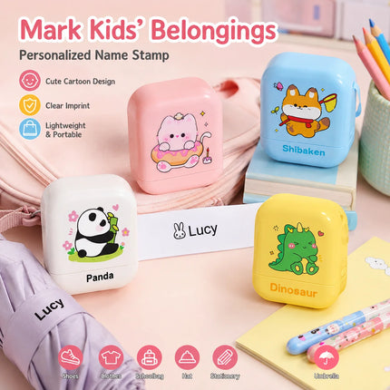 Punaline Custom Kids Name Stamp - Eco-Friendly Ink, Personalized Seal
